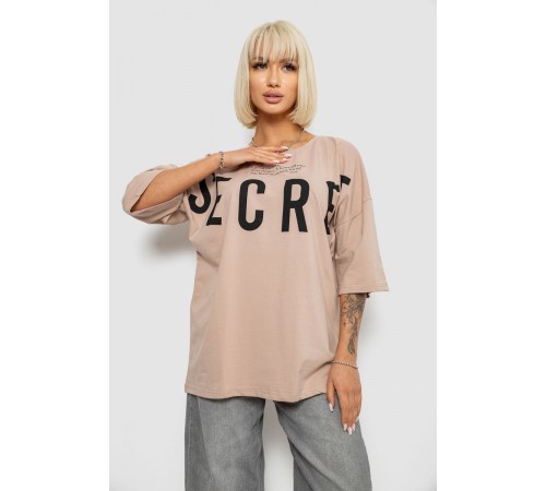 Футболка жіноча з принтом, колір бежевий, 244R3008-1