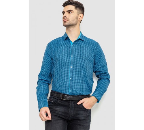 Рубашка мужская в клеку байковая, цвет сине-голубой, 214R99-33-022