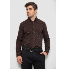 Рубашка мужская с принтом, цвет коричневый, 214R7365-1