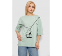 Футболка женская с принтом, цвет оливковый, 244R2016