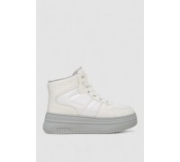 Кросівки жіночі зимові на хутрі, колір біло-сірий, 248RAM015