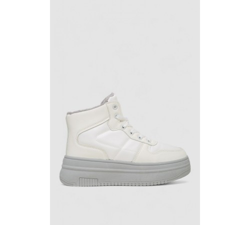 Кросівки жіночі зимові на хутрі, колір біло-сірий, 248RAM015