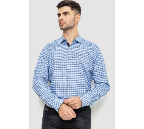 Рубашка мужская в клетку, цвет бело-голубой, 214R117-35-198