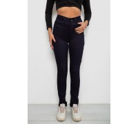 Джинсы женские однотонные на флисе, цвет темно-синий, 244RS026