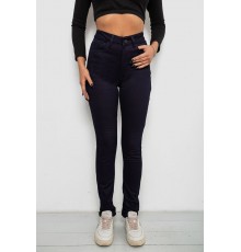 Джинси жіночі однотонні на флісі, колір темно-синій, 244RS026