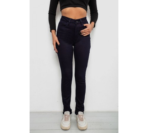 Джинси жіночі однотонні на флісі, колір темно-синій, 244RS026