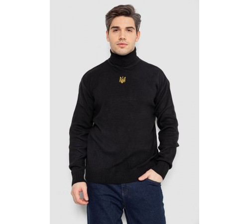 Гольф мужской с вышивкой тризубец, цвет черный, 161R010