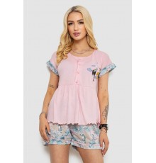 Піжама жіноча з принтом, колір рожевий, 243R6012-P2