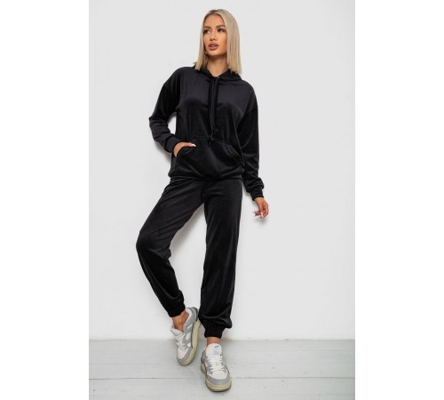 Спортивний костюм жіночий велюровий, колір чорний, 241R1530-5