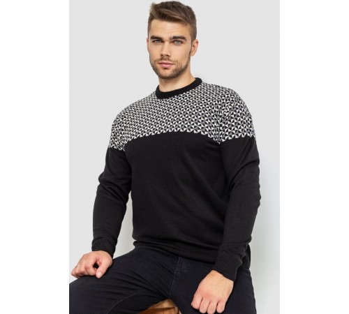 Свитер мужской, цвет черно-белый, 161R898