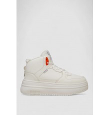 Кросівки жіночі зимові на хутрі, колір біло-помаранчевий, 248RAM09