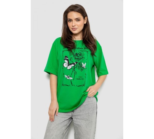 Футболка жіноча з принтом, колір зелений, 244R2009