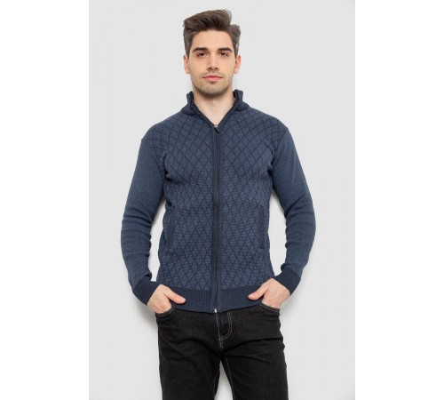 Кофта мужская на молнии, цвет синий, 161R1013