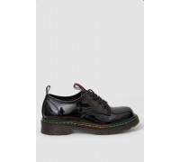 Лоферы женские на шнурках лаковые, цвет черный, 248RRT17-6