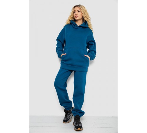 Спортивний костюм жіночий на флісі, колір петроль, 102R7711