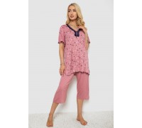Піжама жіноча з принтом, колір пудровий, 243R7024