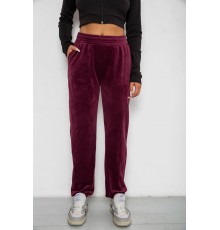 Спортивні штани велюрові жіночі на флісі, колір бордовий, 238R58647-3