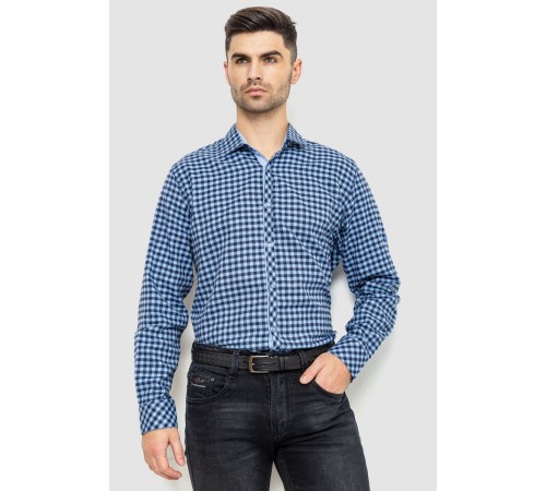 Рубашка мужская в клетку байковая, цвет сине-голубой, 214R16-33-164