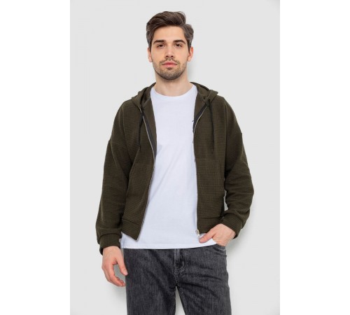 Кофта мужская на молнии с капюшоном, цвет хаки, 238R103-1