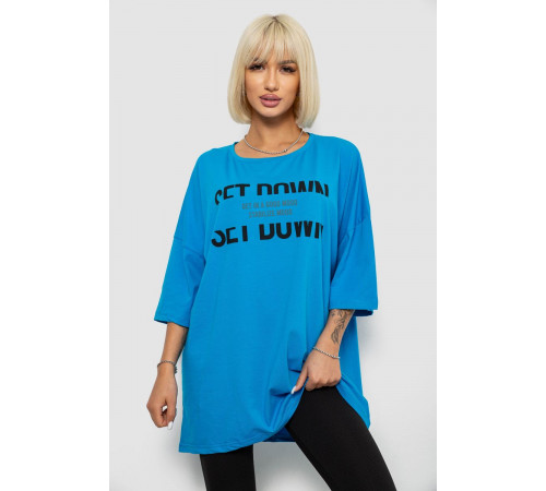 Футболка женская с принтом, цвет голубой, 244R3012-5