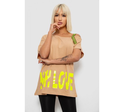 Футболка жіноча з принтом, колір бежевий, 244R2158
