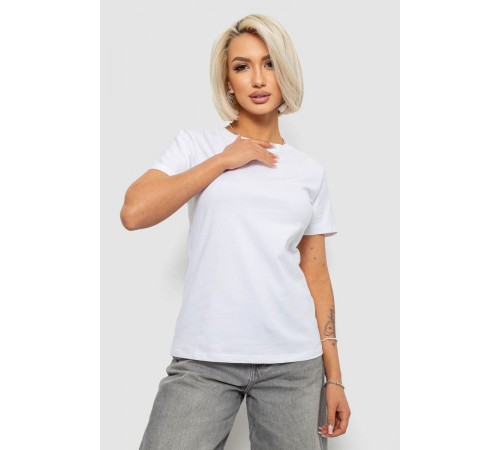 Футболка жіноча однотонна, колір білий, 204R3333