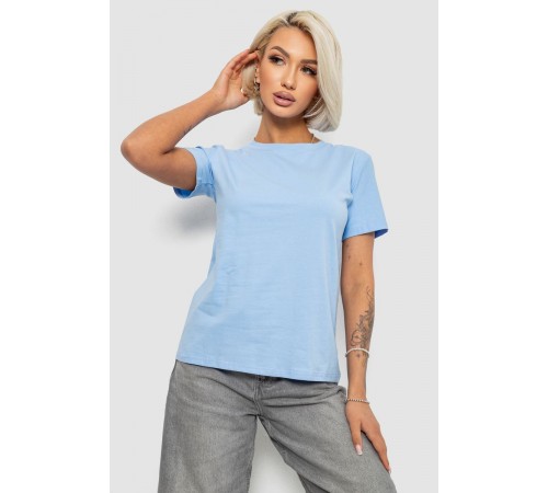 Футболка жіноча однотонна, колір блакитний, 204R3333