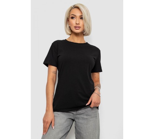 Футболка жіноча однотонна, колір чорний, 204R3333