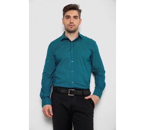 Рубашка мужская с длинным рукавом, цвет зеленый, 214R7470