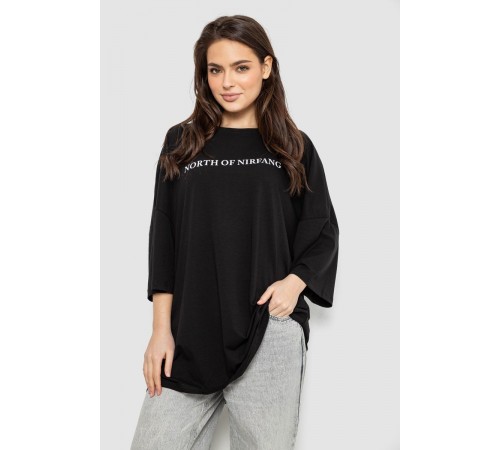 Футболка жіноча з принтом, колір чорний, 244R3013