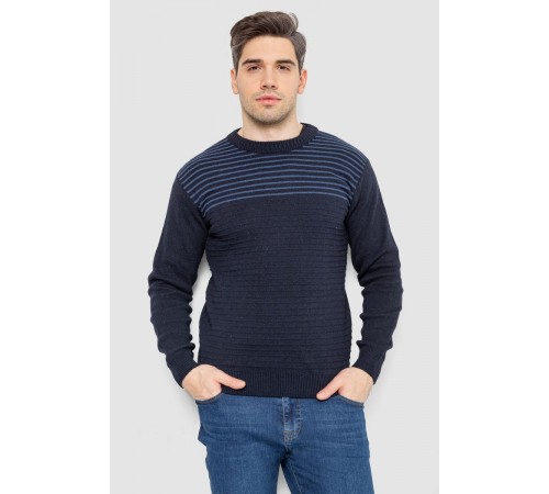 Свитер мужской в полоску, цвет темно-синий, 161R1029
