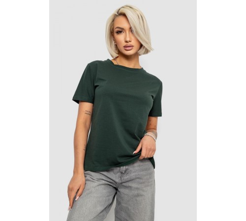 Футболка жіноча однотонна, колір темно-зелений, 204R3333