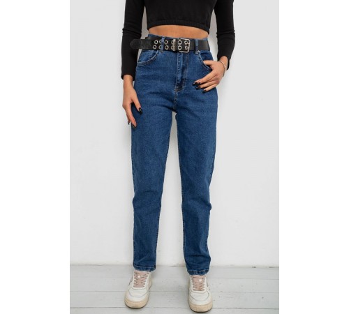 Джинси жіночі однотонні MOM, колір синій, 244R001115