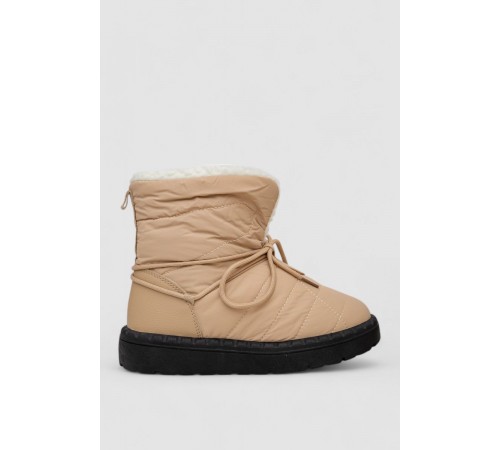 Дутики жіночі зимові на хутрі, колір чорно-бежевий, 248RFM07