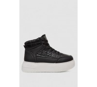 Кроссовки женские зимние на меху, цвет черно-белый, 248RK03