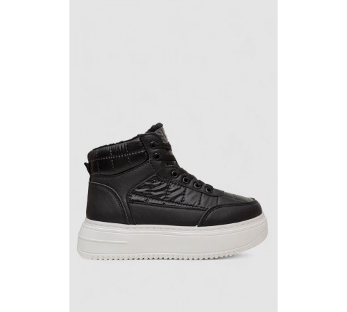 Кросівки жіночі зимові на хутрі, колір чорно-білий, 248RK03