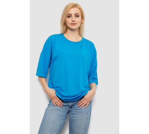 Футболка женская однотонная, цвет голубой, 244R2023