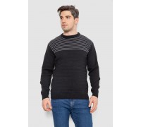 Свитер мужской в полоску, цвет черный, 161R1029