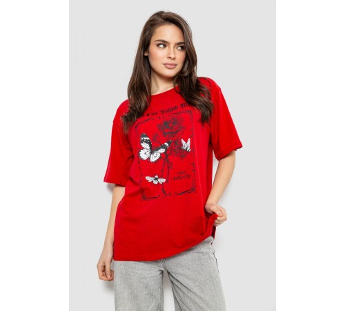 Футболка жіноча з принтом, колір червоний, 244R2009