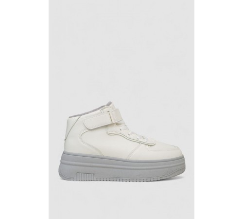 Кросівки жіночі зимові на хутрі, колір біло-сірий, 248RAM03