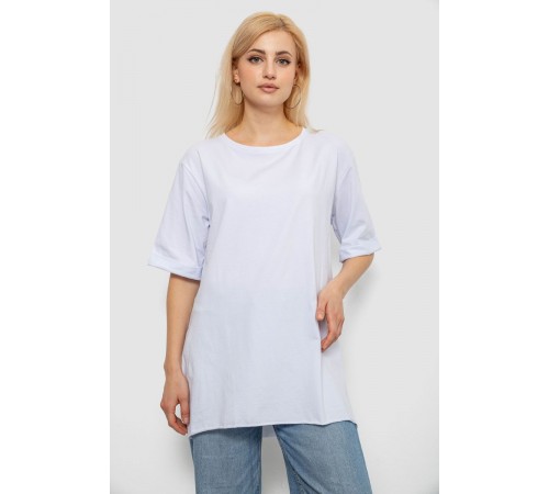 Футболка жіноча однотонна, колір білий, 244R2024-5