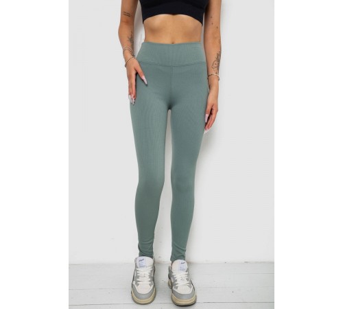 Лосини однотонні у рубчик утеплені на флісі, колір оливковий, 238R605-1