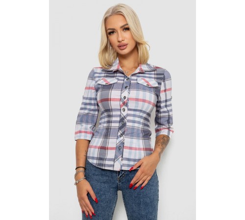 Сорочка жіноча в клітку, колір молочно-сірий, 230R063
