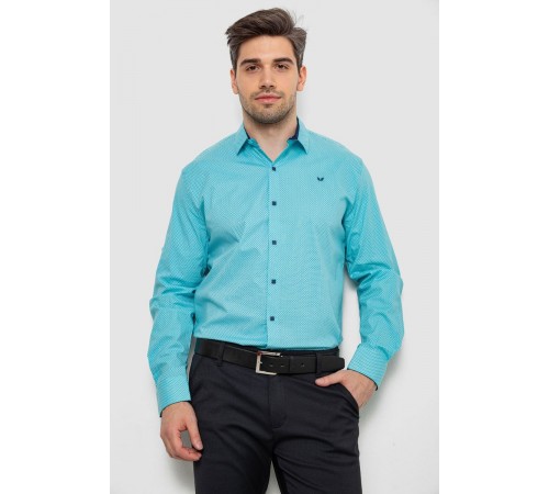 Рубашка мужская с принтом, цвет бирюзовый, 214R7401