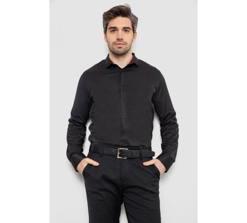 Рубашка мужская однотонная, цвет черный, 186R2010