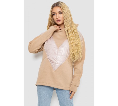 Худі жіночий на флісі тринитка, колір бежевий, 102R7713