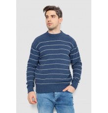 Свитер мужской в полоску, цвет джинс, 161R1057
