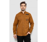 Рубашка мужская однотонная с принтом, цвет коричневый, 186R01