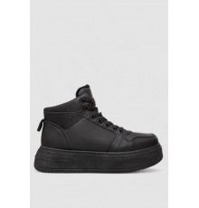 Кеди жіночі на хутрі, колір чорний, 248RK01