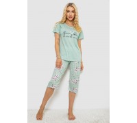 Піжама жіноча з принтом, колір м'ятний, 243R10279